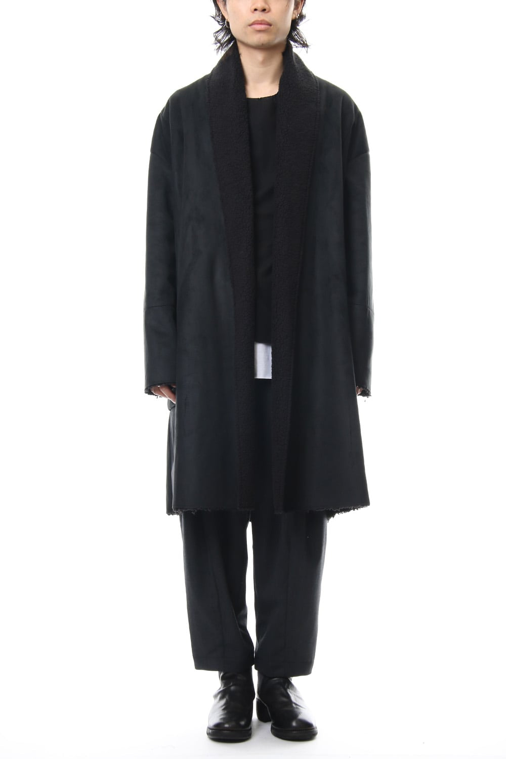 Fake Mouton Coat (LONG) - blk/blk