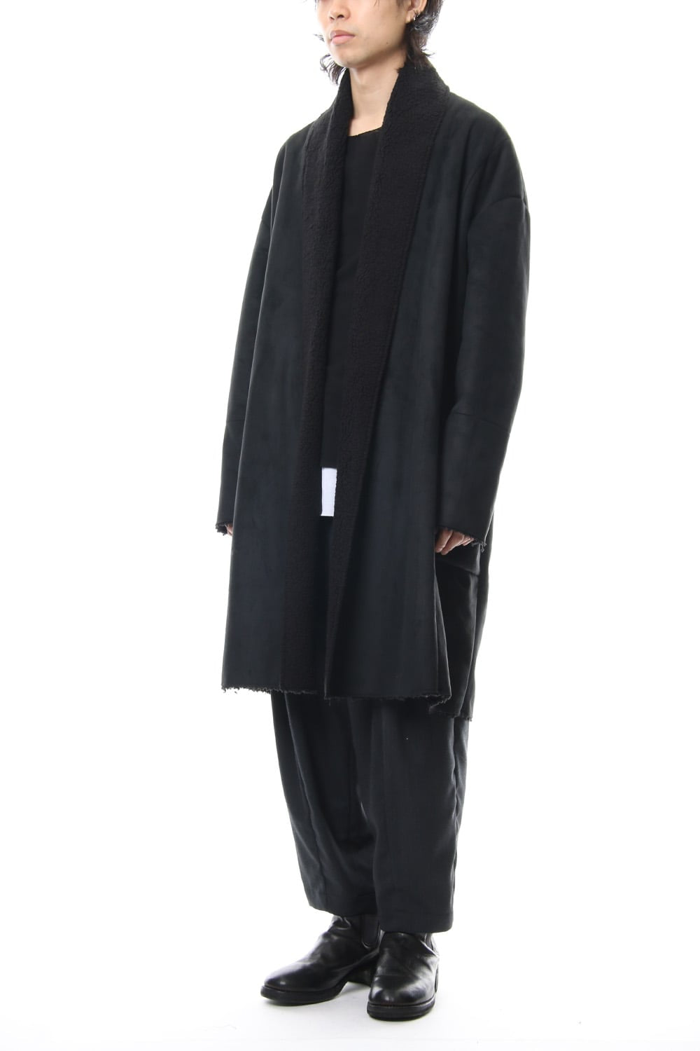 Fake Mouton Coat (LONG) - blk/blk