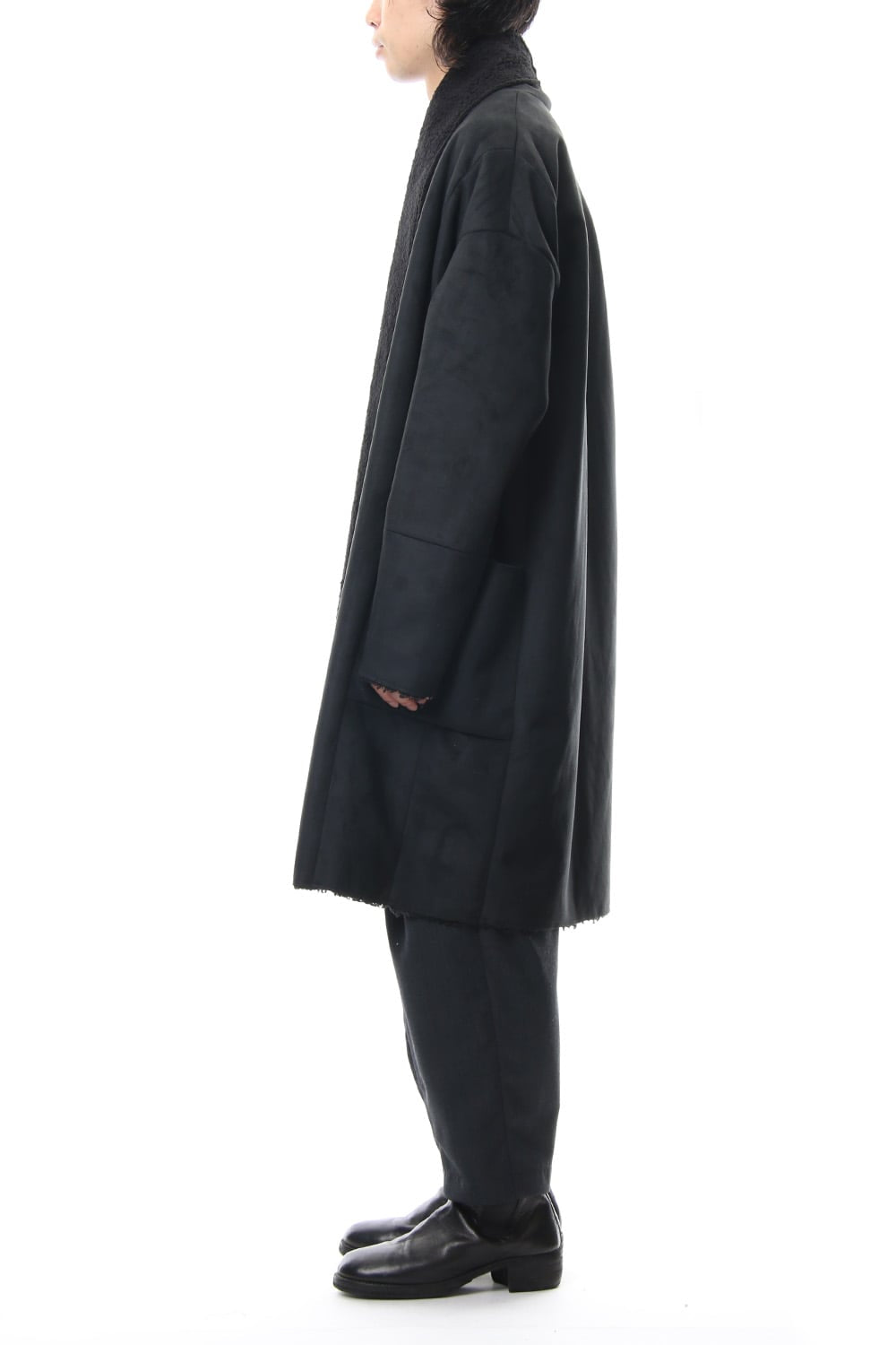 Fake Mouton Coat (LONG) - blk/blk