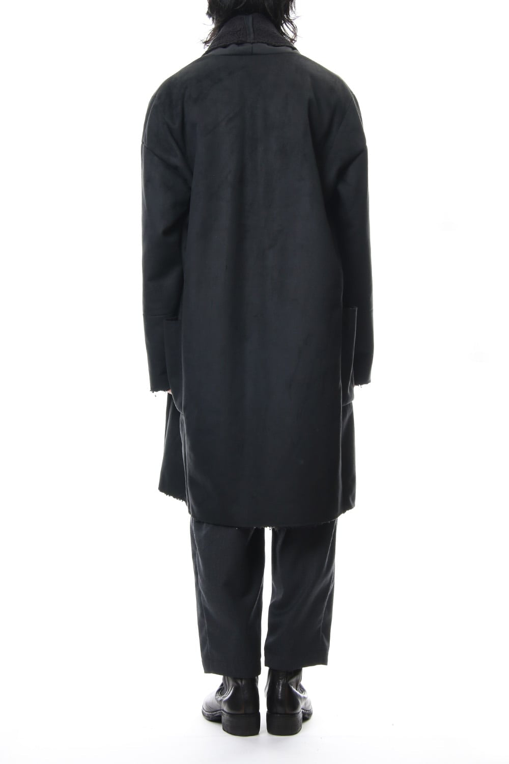 Fake Mouton Coat (LONG) - blk/blk