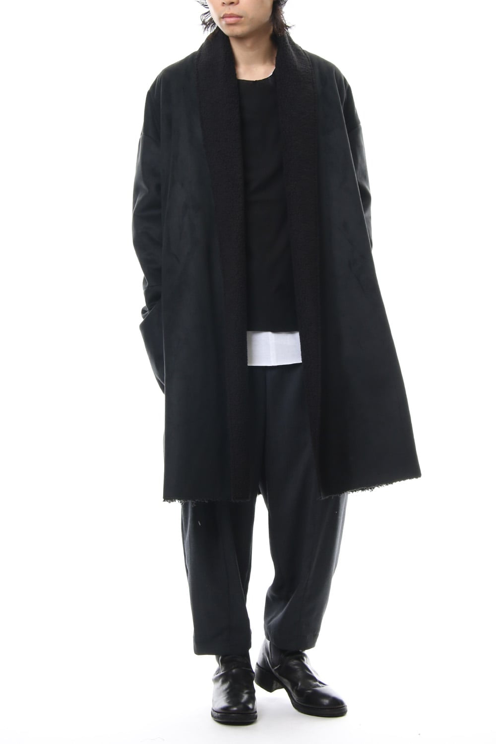 Fake Mouton Coat (LONG) - blk/blk