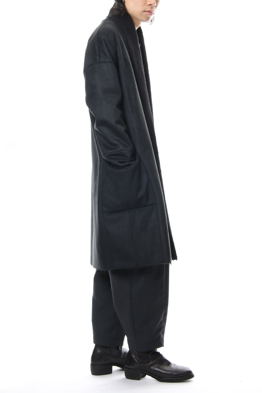 Fake Mouton Coat (LONG) - blk/blk