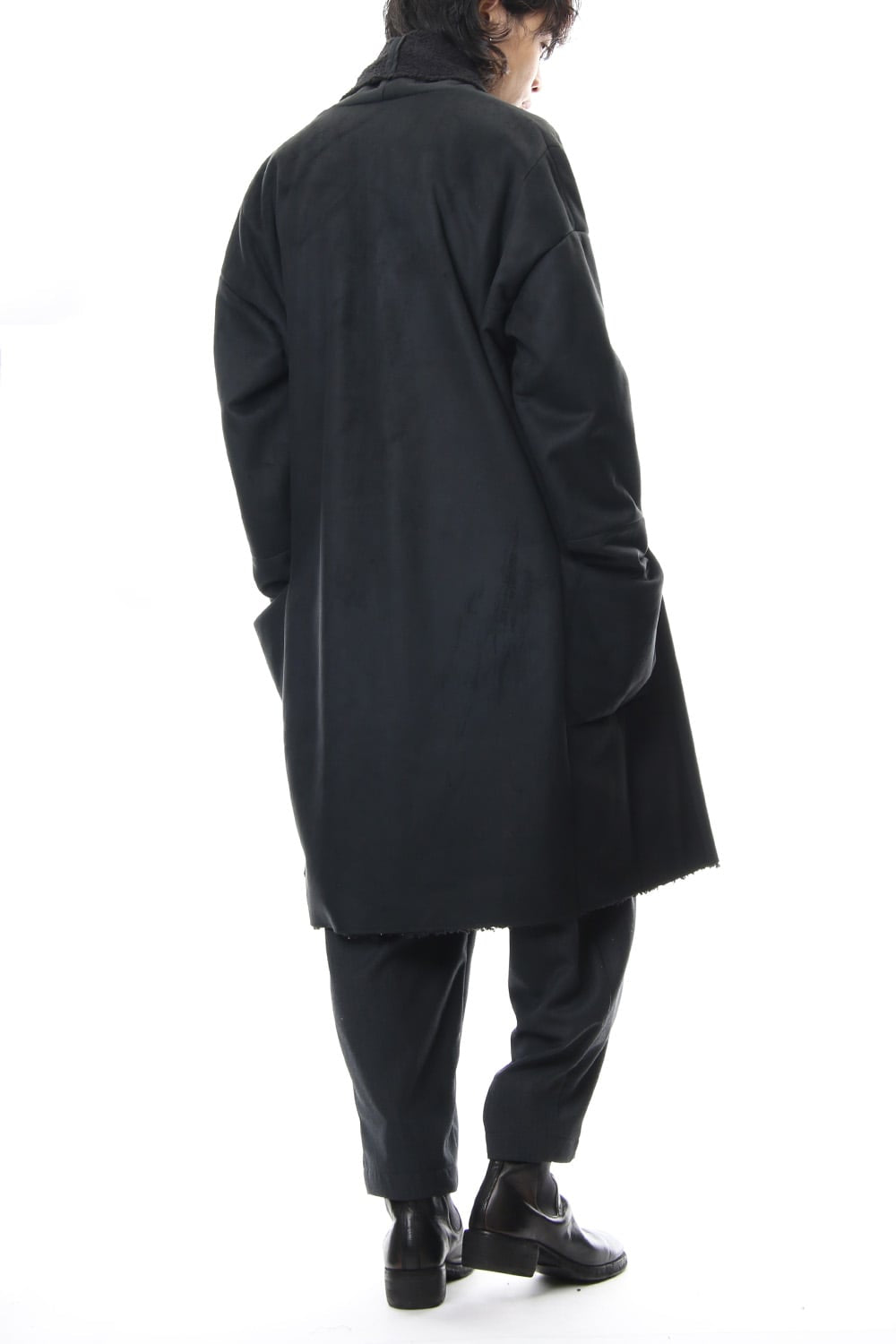 Fake Mouton Coat (LONG) - blk/blk