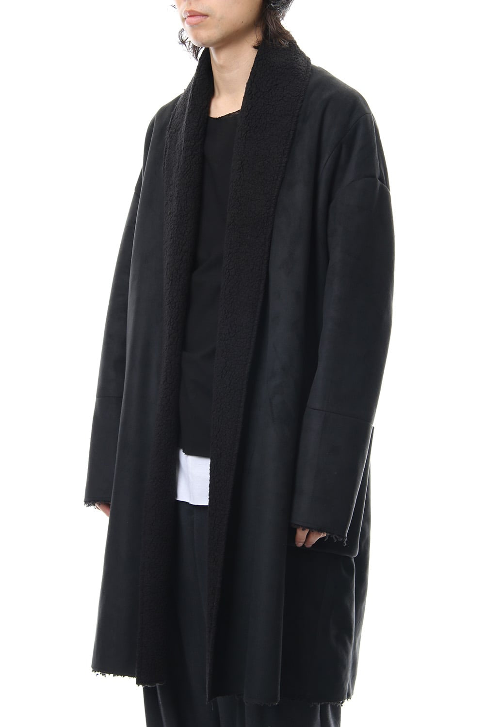 Fake Mouton Coat (LONG) - blk/blk