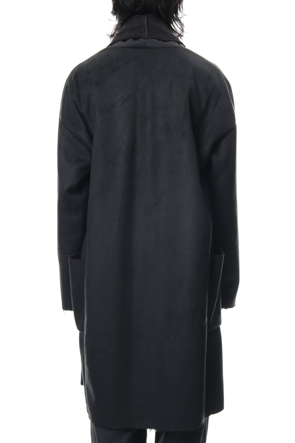 Fake Mouton Coat (LONG) - blk/blk
