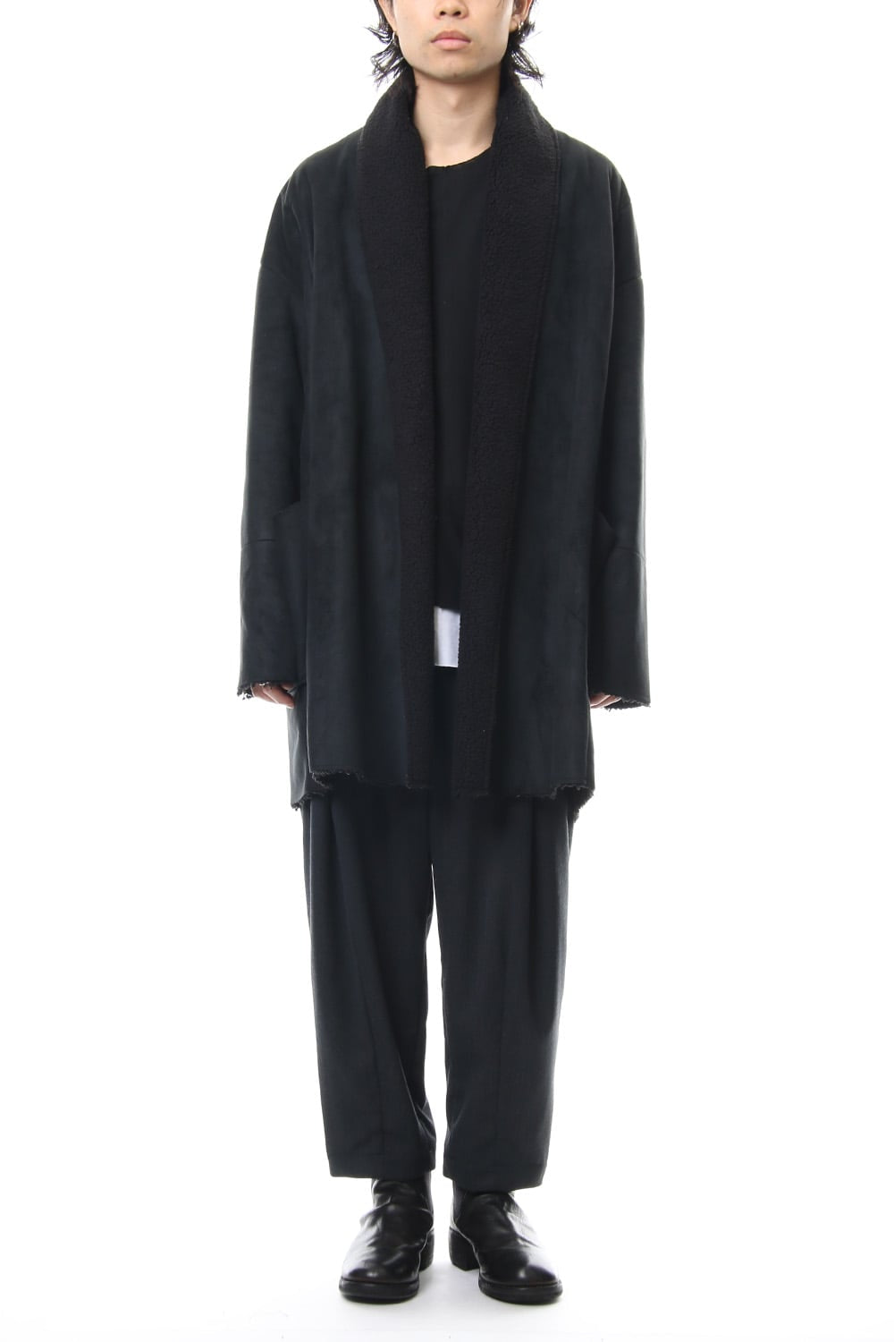 Fake Mouton Coat (SHORT) - blk/blk