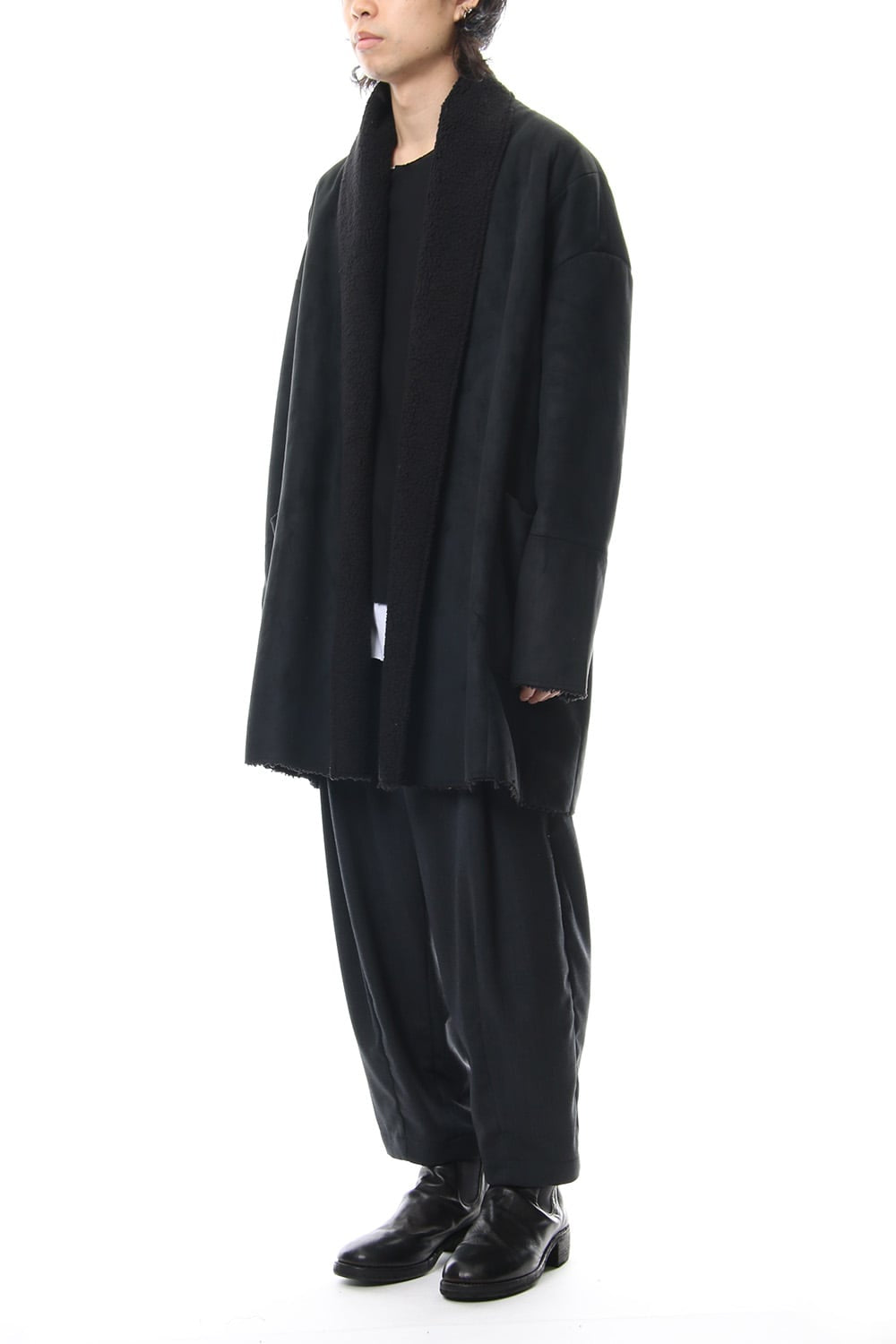 Fake Mouton Coat (SHORT) - blk/blk