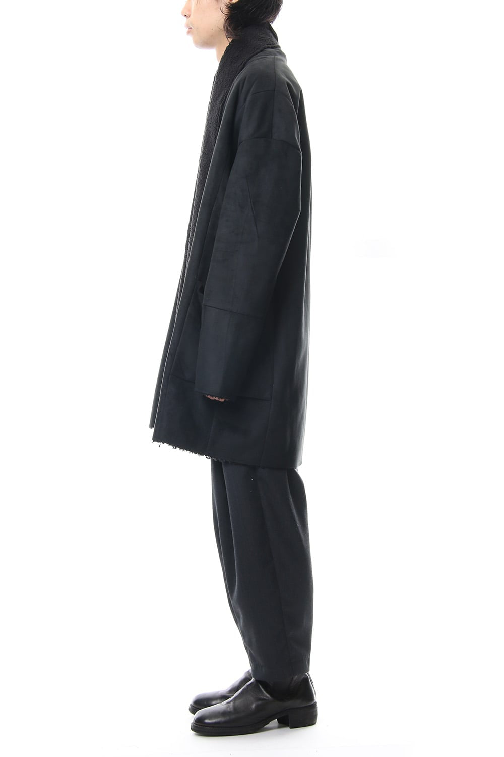 Fake Mouton Coat (SHORT) - blk/blk