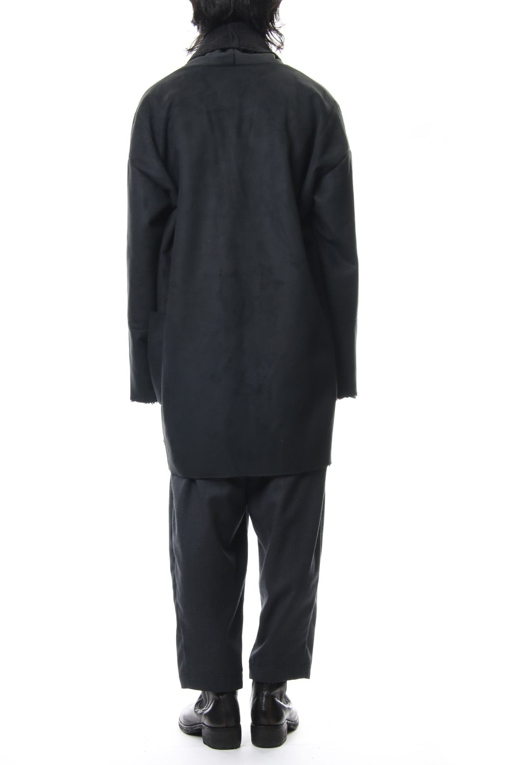 Fake Mouton Coat (SHORT) - blk/blk