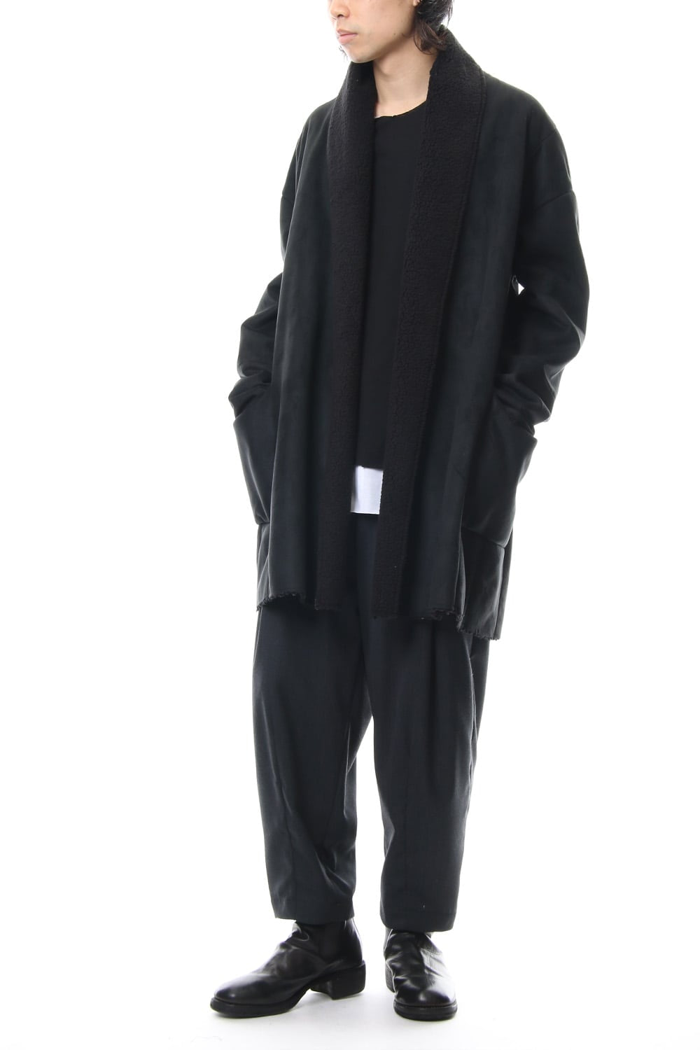 Fake Mouton Coat (SHORT) - blk/blk