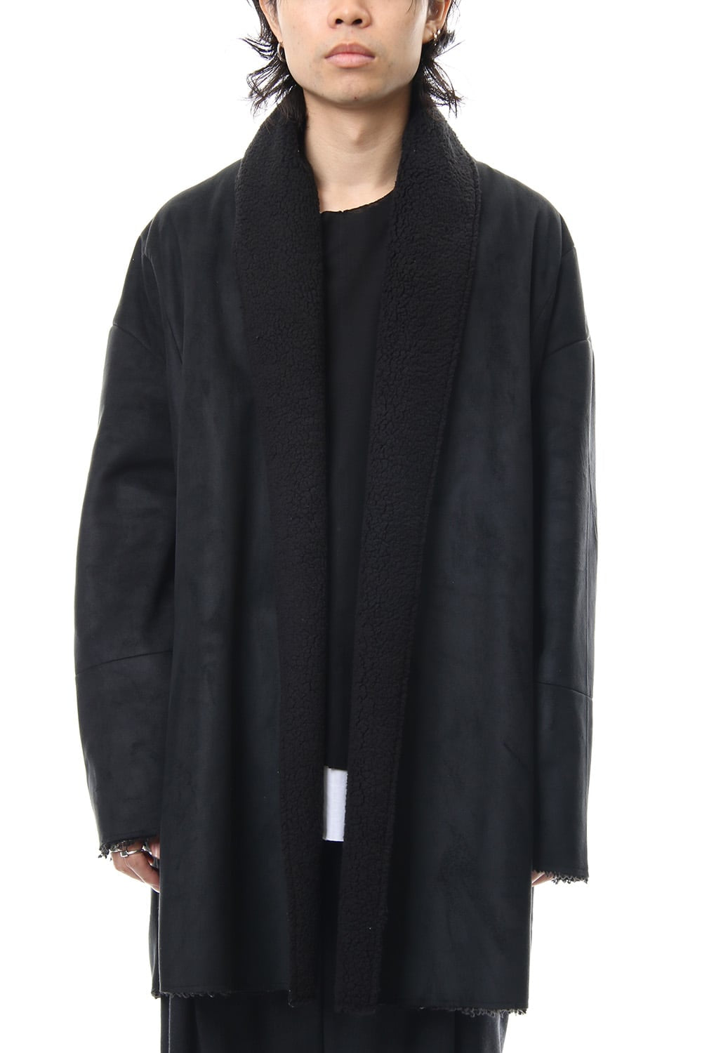 Fake Mouton Coat (SHORT) - blk/blk