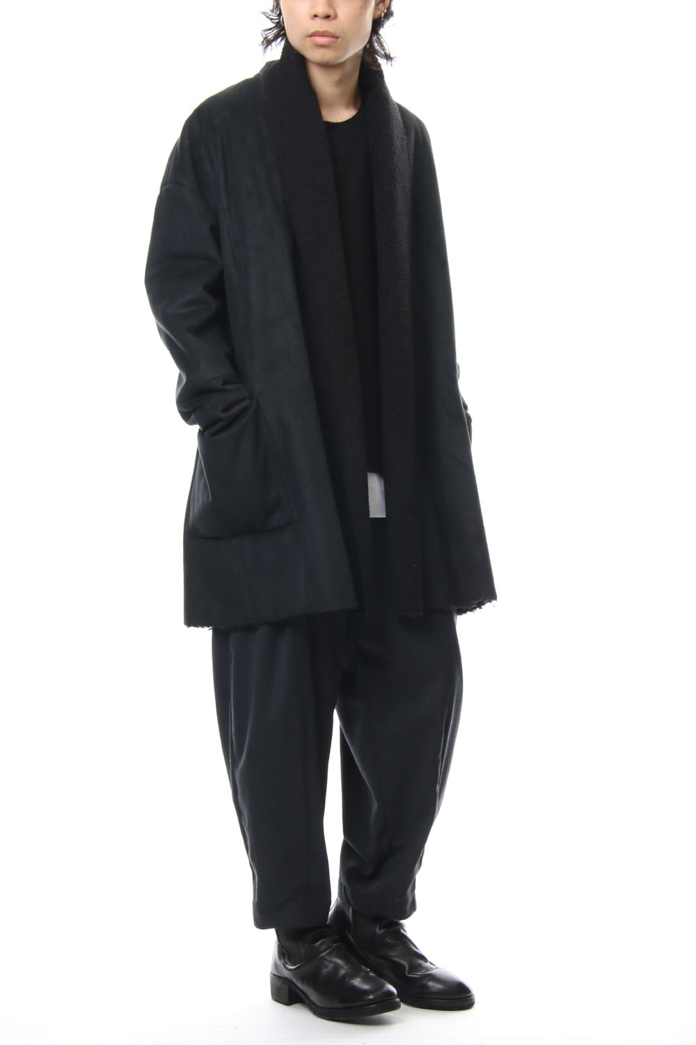 Fake Mouton Coat (SHORT) - blk/blk