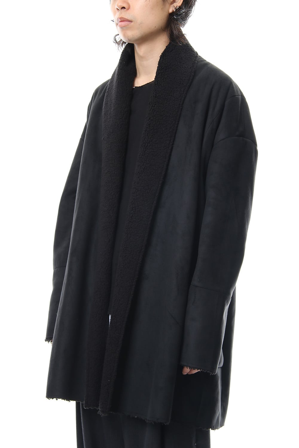 Fake Mouton Coat (SHORT) - blk/blk
