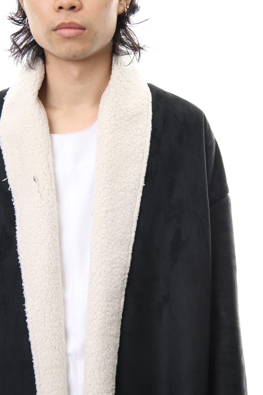 Fake Mouton Coat (LONG) - blk/ecru