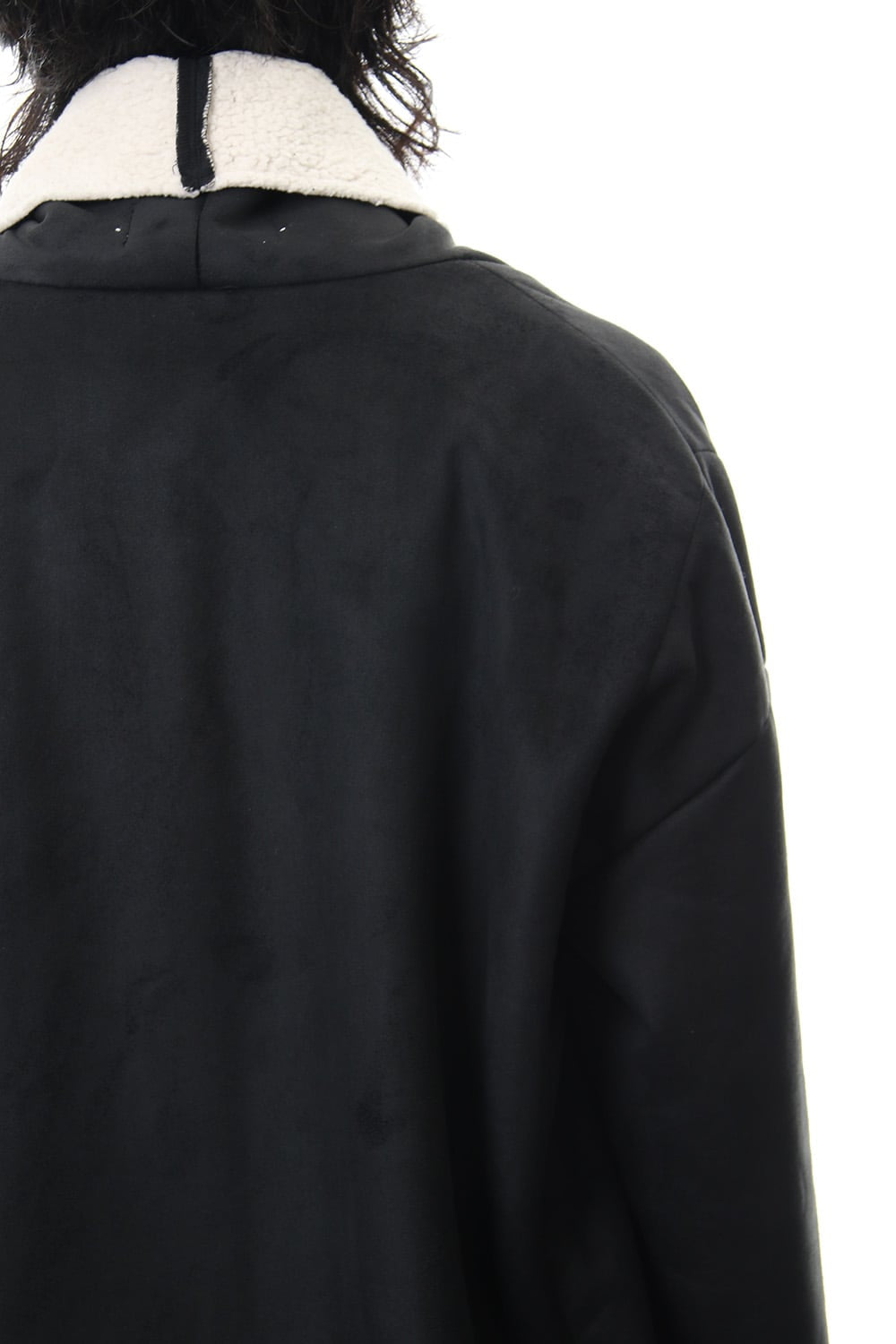 Fake Mouton Coat (LONG) - blk/ecru