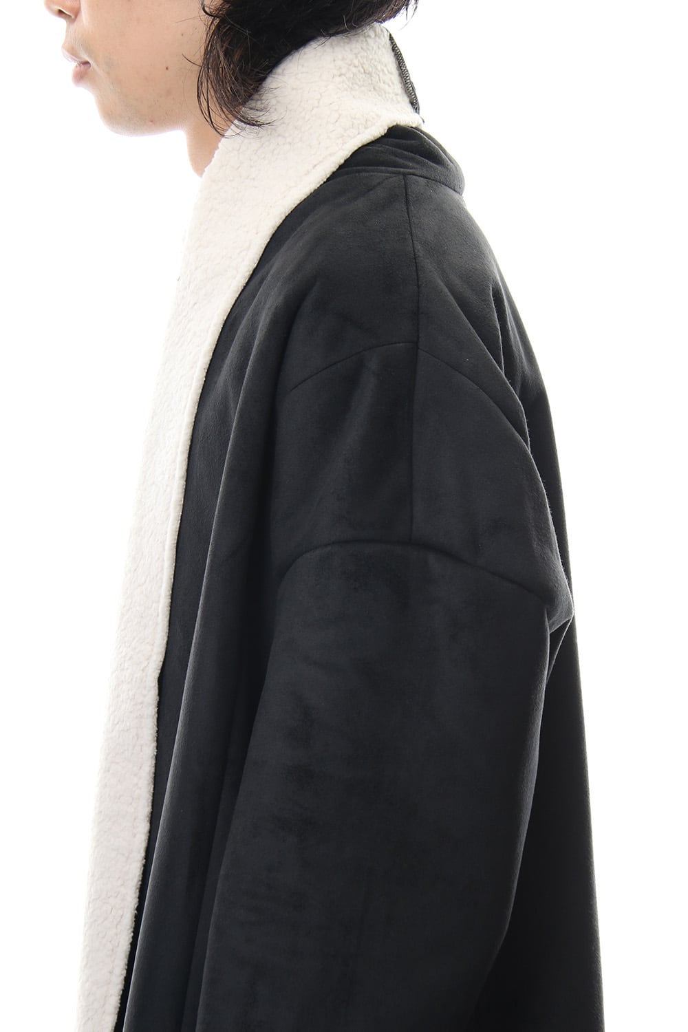 Fake Mouton Coat (LONG) - blk/ecru