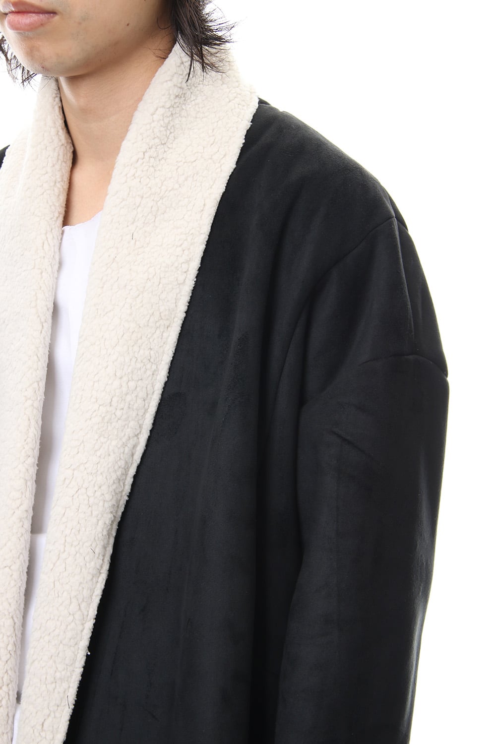 Fake Mouton Coat (SHORT) - blk/ecru