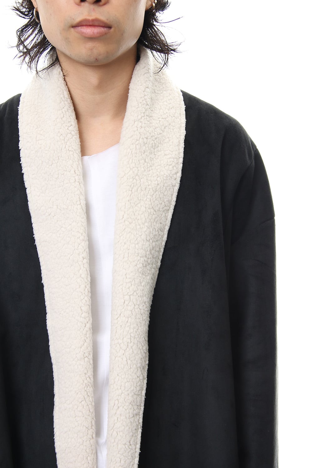 Fake Mouton Coat (SHORT) - blk/ecru