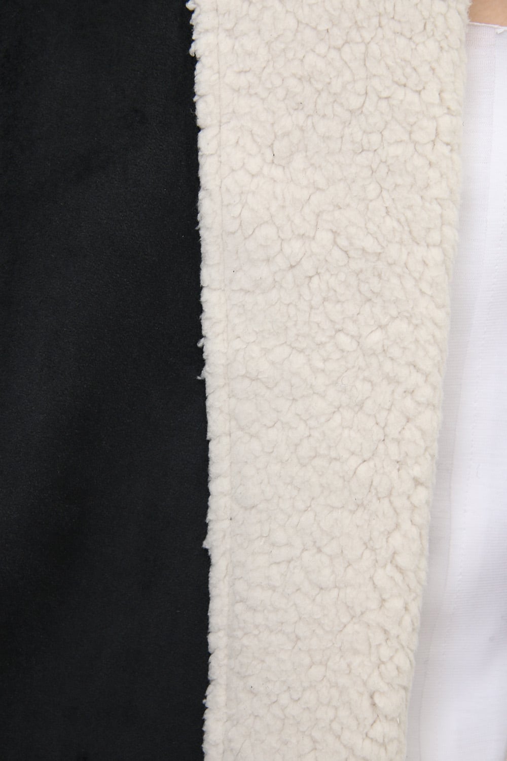 Fake Mouton Coat (SHORT) - blk/ecru