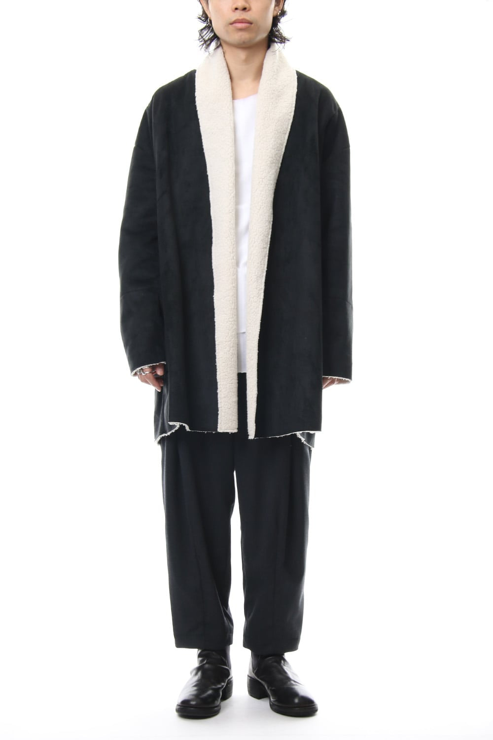 Fake Mouton Coat (SHORT) - blk/ecru