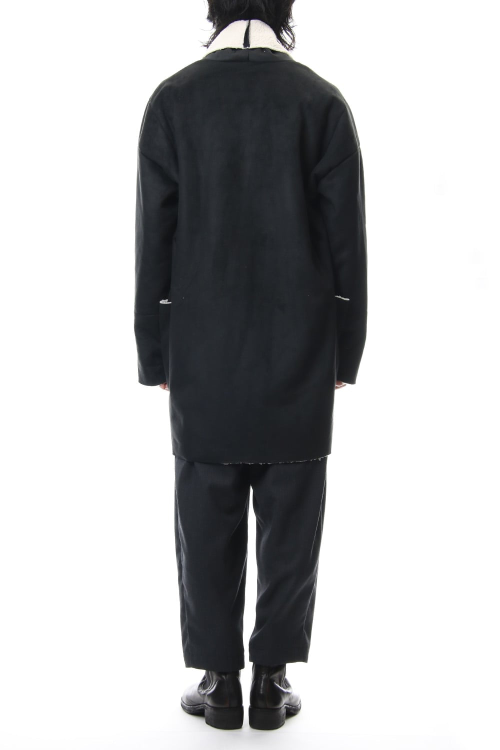 Fake Mouton Coat (SHORT) - blk/ecru