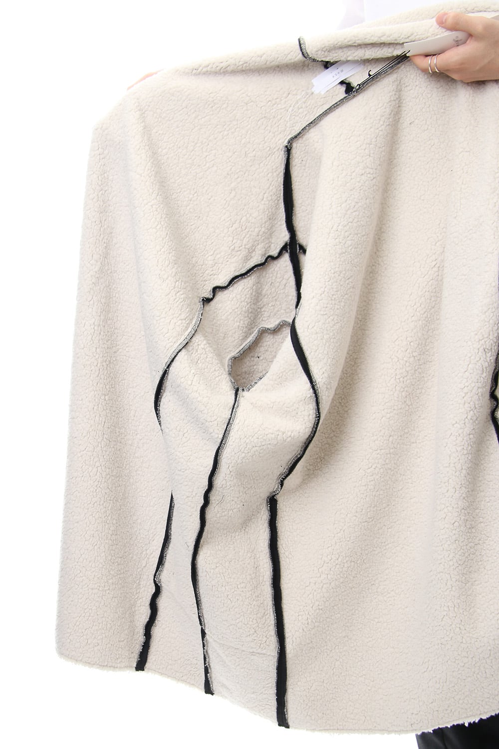 Fake Mouton Coat (SHORT) - blk/ecru