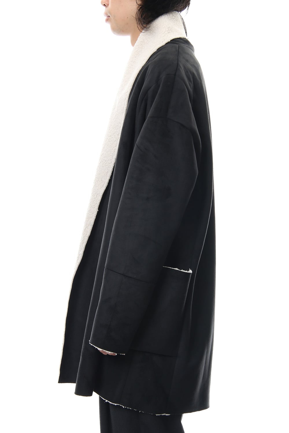 Fake Mouton Coat (SHORT) - blk/ecru