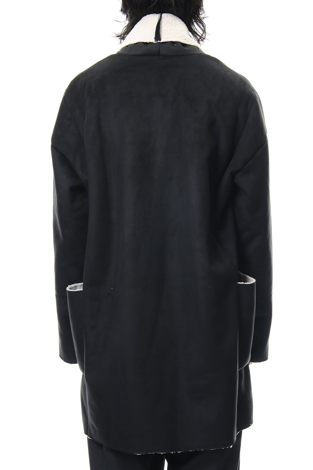 Fake Mouton Coat (SHORT) - blk/ecru