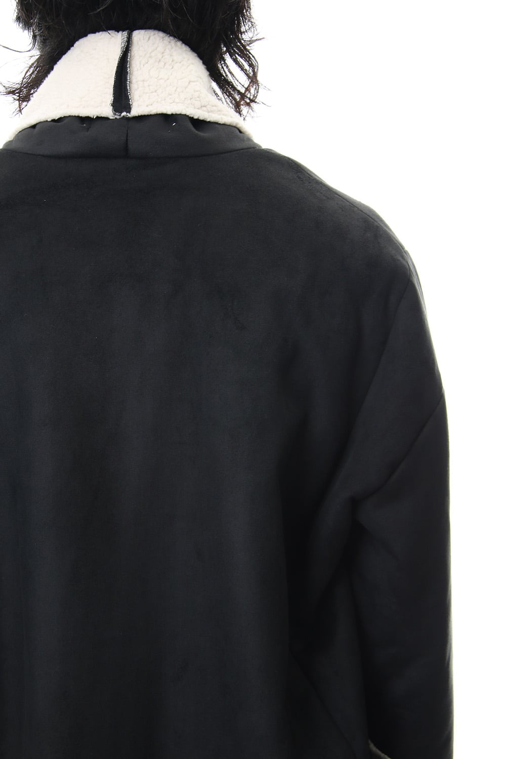 Fake Mouton Coat (SHORT) - blk/ecru