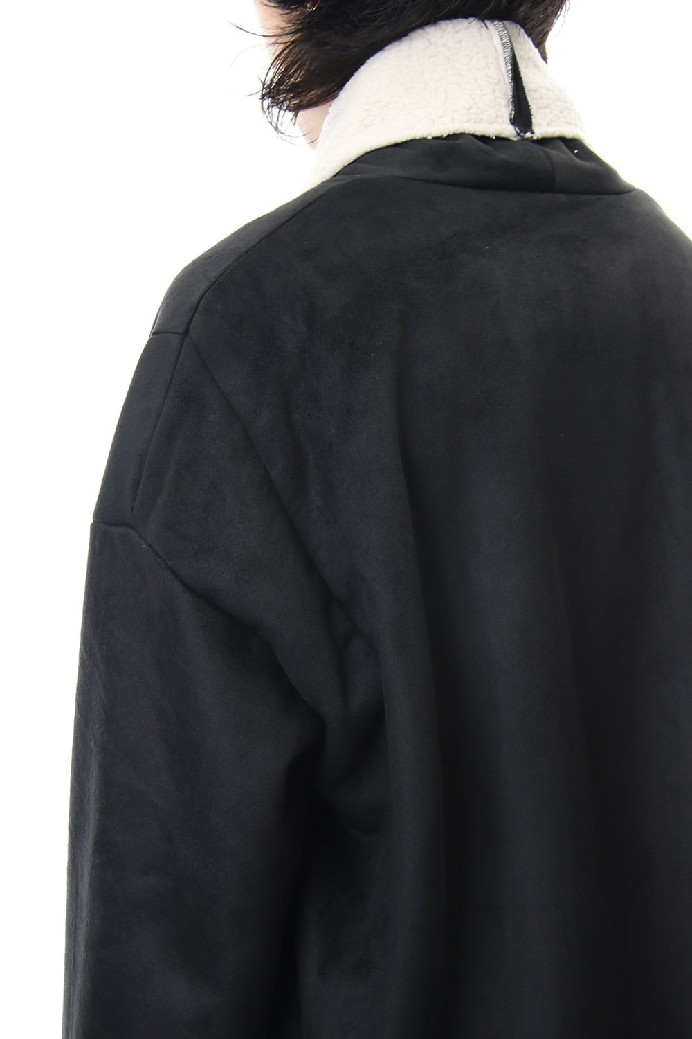 Fake Mouton Coat (SHORT) - blk/ecru
