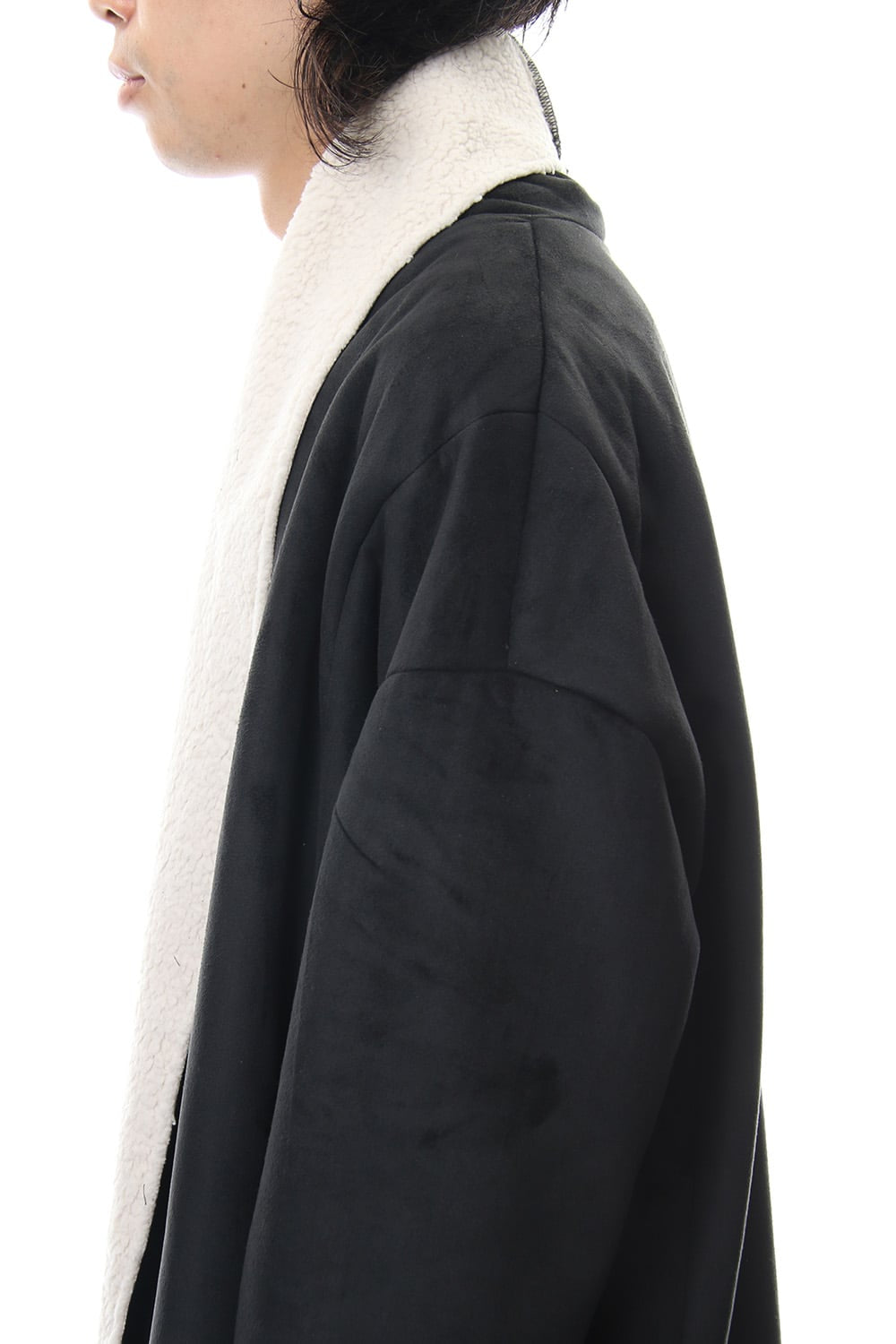 Fake Mouton Coat (SHORT) - blk/ecru