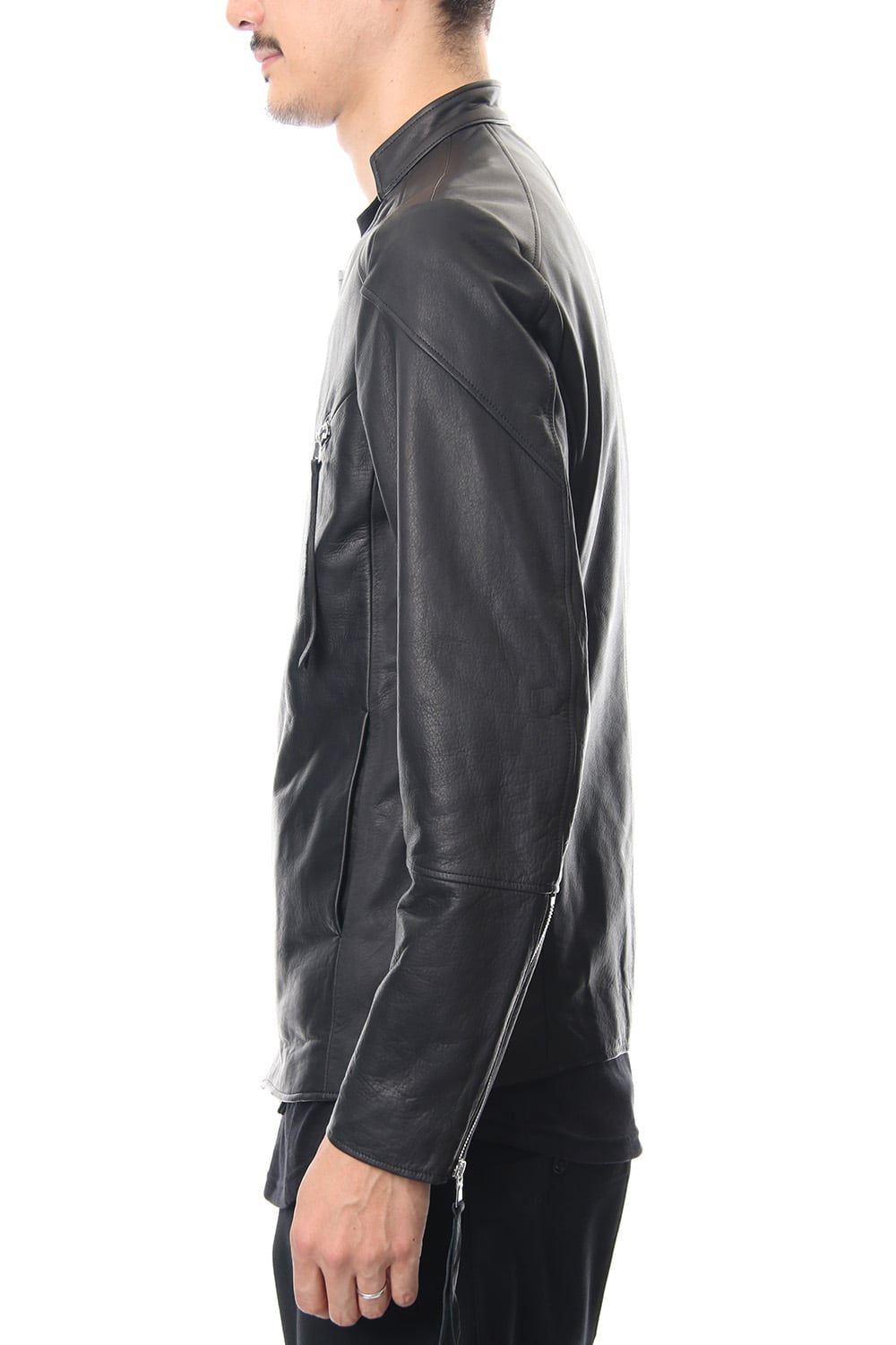 Twin Zip Leather Jacket - blk