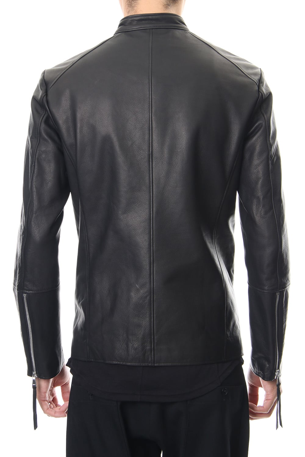 Twin Zip Leather Jacket - blk