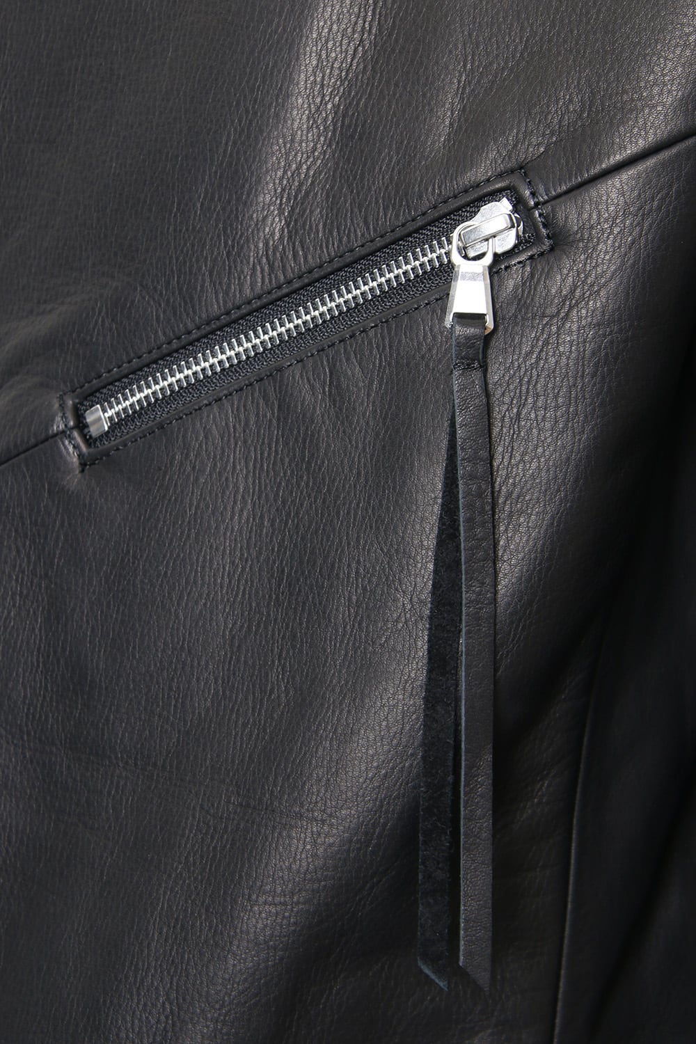 Twin Zip Leather Jacket - blk