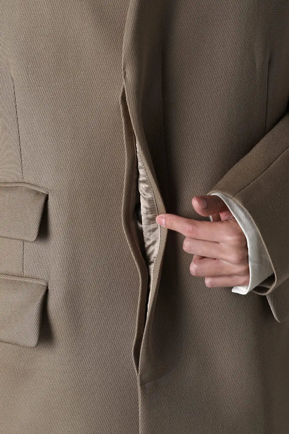 ノーカラーチェスターコートウールキャバリー