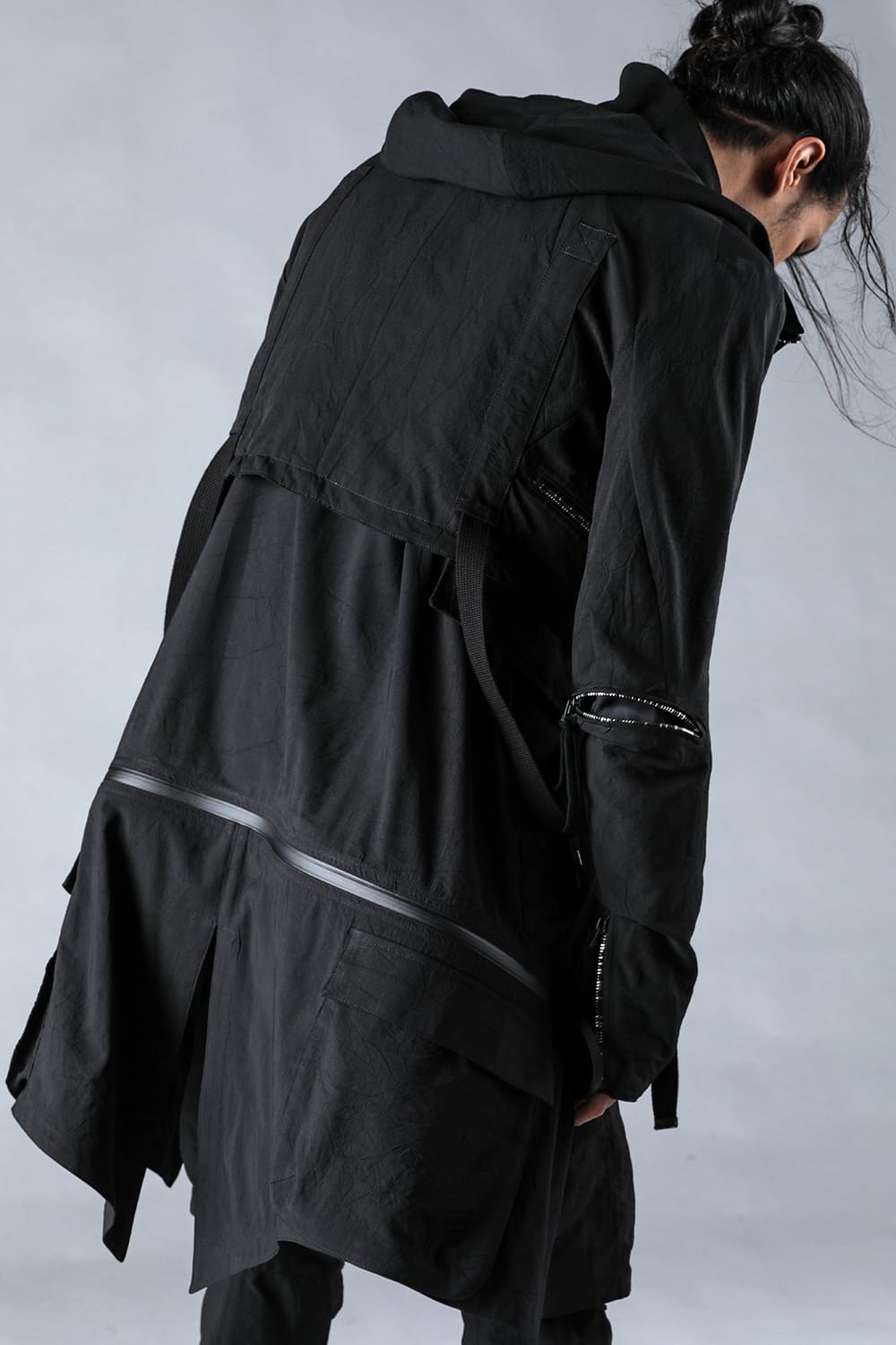 Salt-Shrunk Washed Dobby Border Military Coat