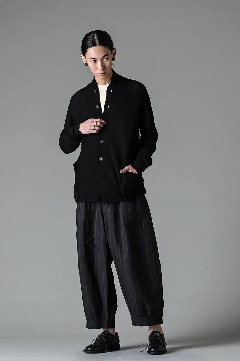 Knit cardigan cotton / linen / silk Black