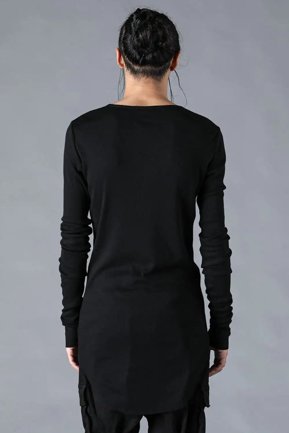 Modal x Cotton Rib Long Sleeve T-Shirt Black