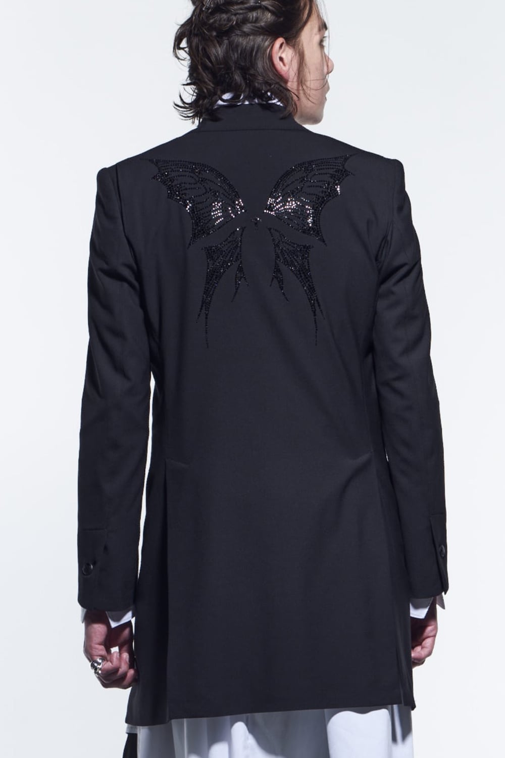 ロング ピークドジャケット  ブラック / ジェットスワロフスキー