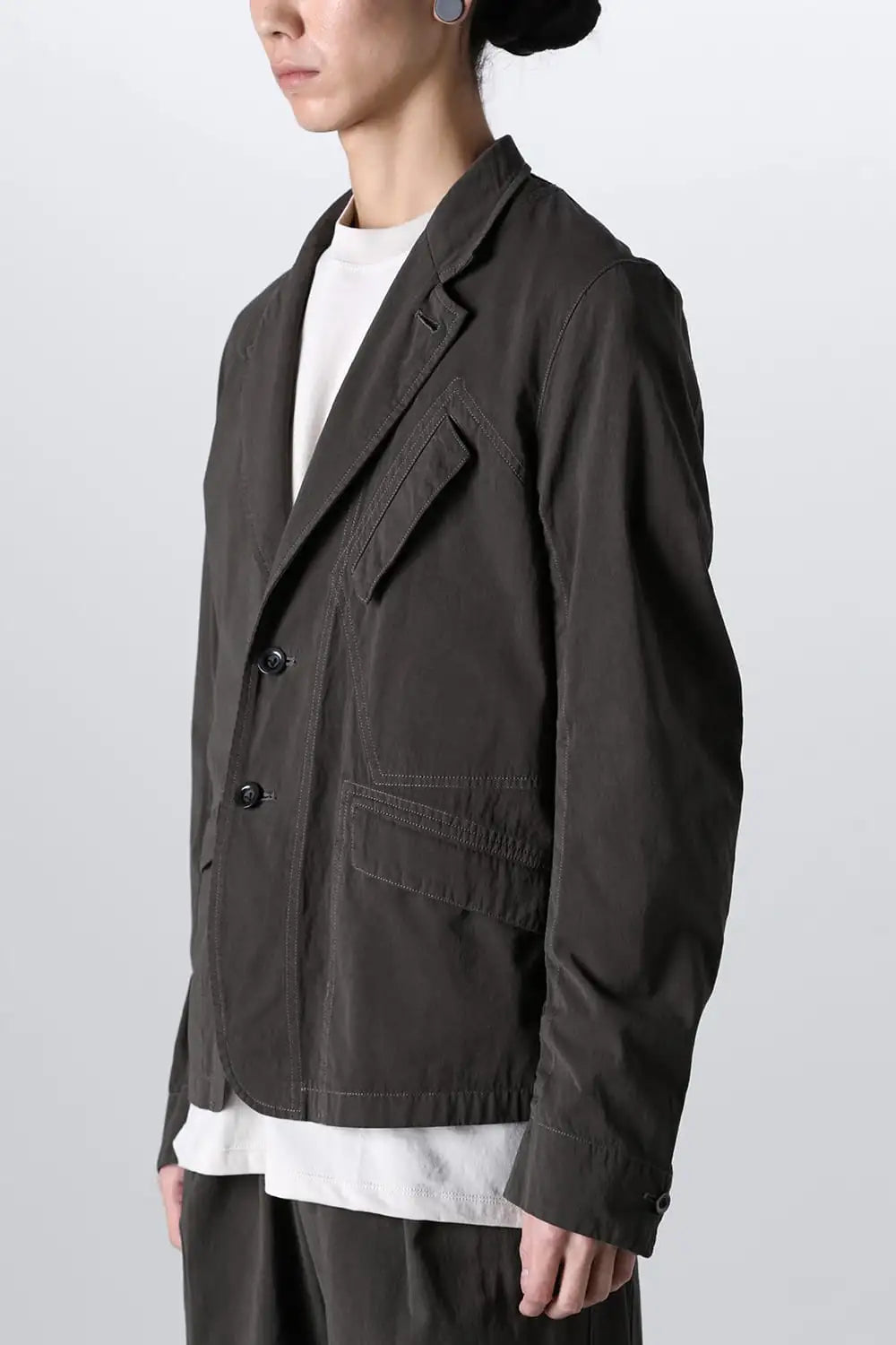 強撚ドライコットン ジャケット  オリーブドラブ