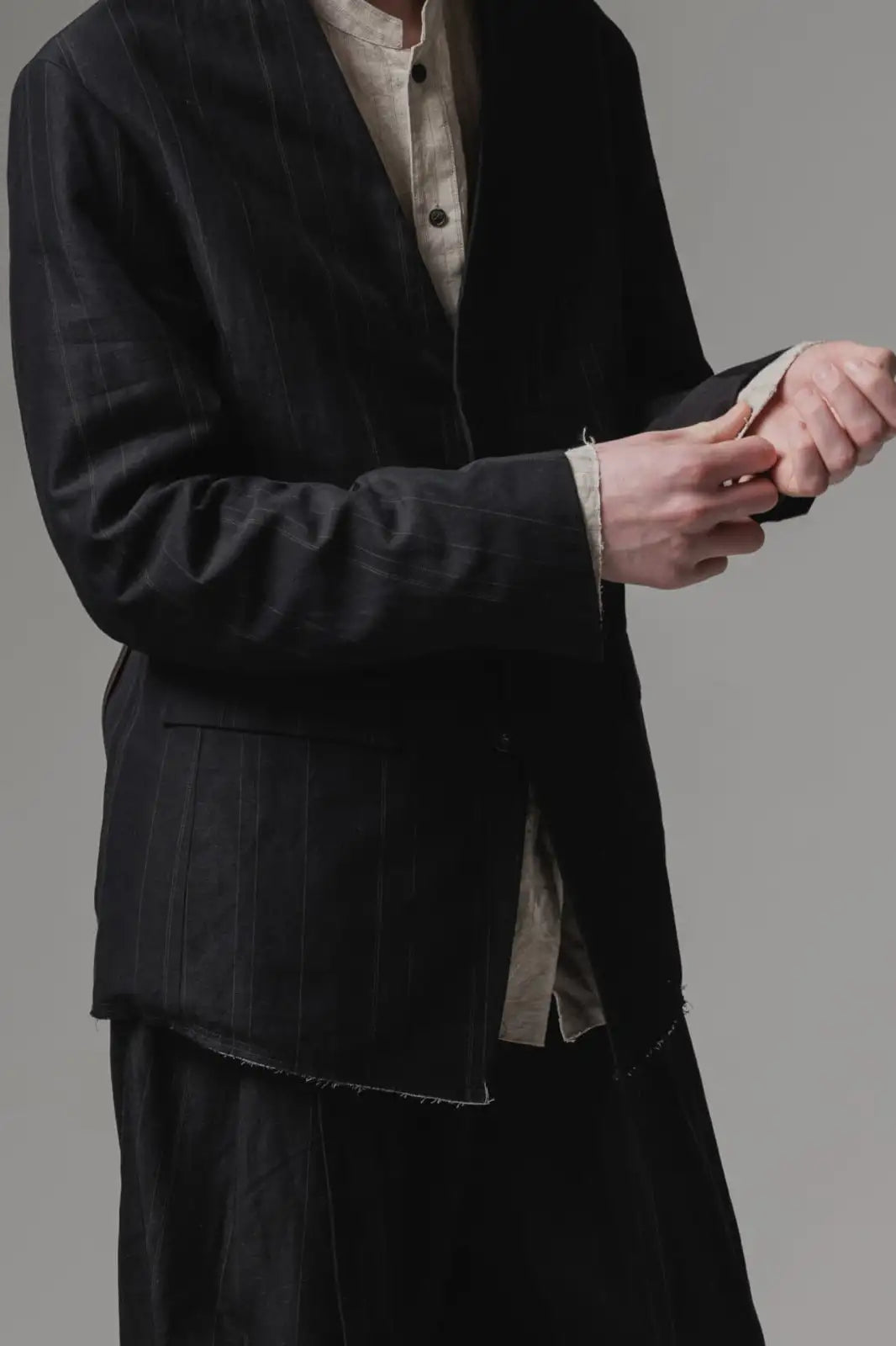 ジャケット コットン リネン ストライプ