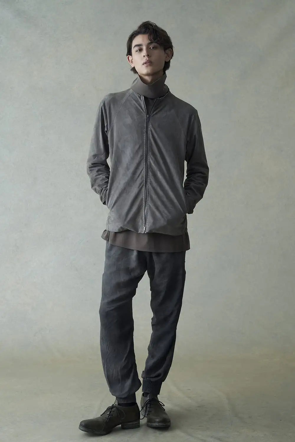 Jacket soft nubuck cow leather Slate Gray