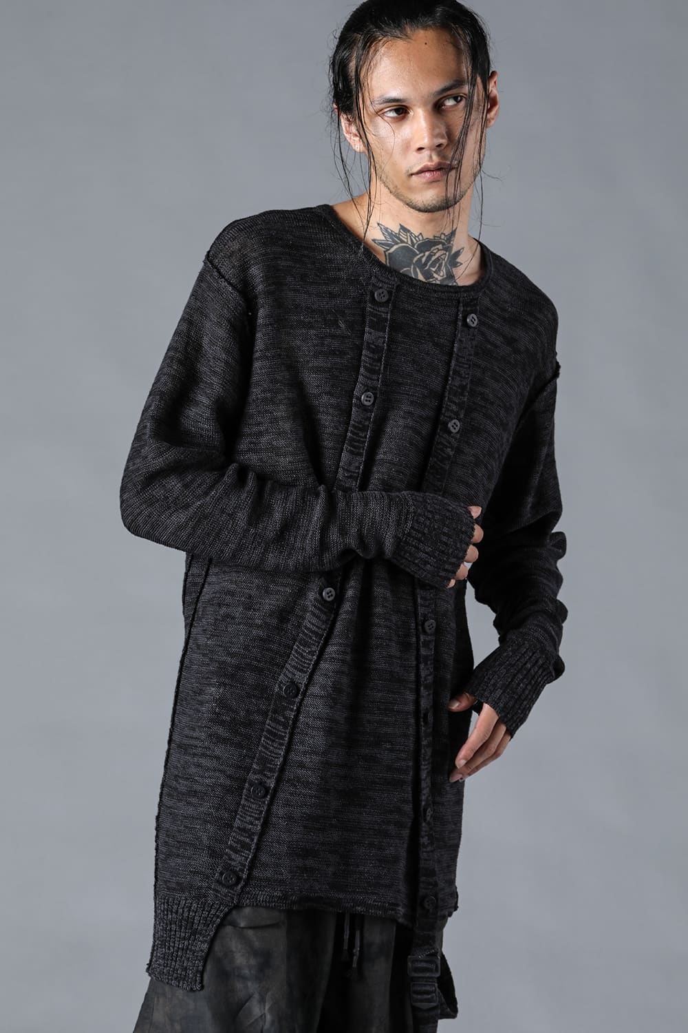 リネンニットWオープンカーディガン