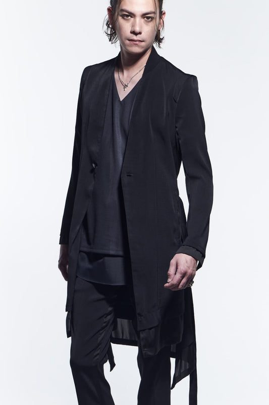 Layered No Collar Flare Jacket