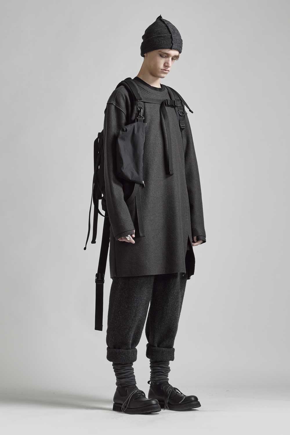 'Macromauro' cotton nylon backpack  Large Black