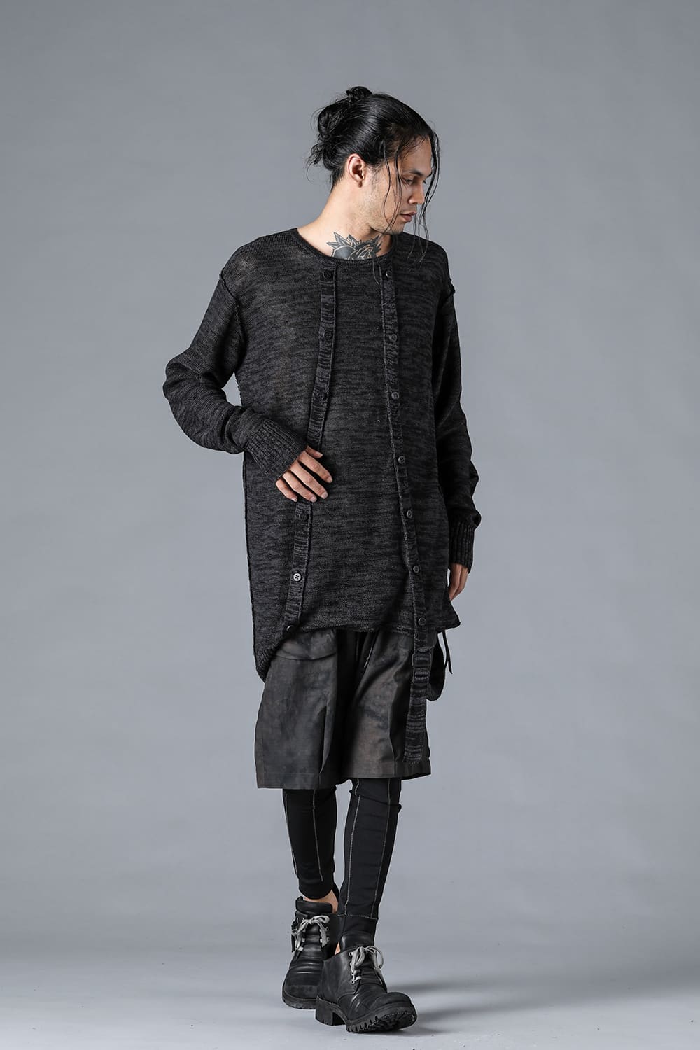 リネンニットWオープンカーディガン