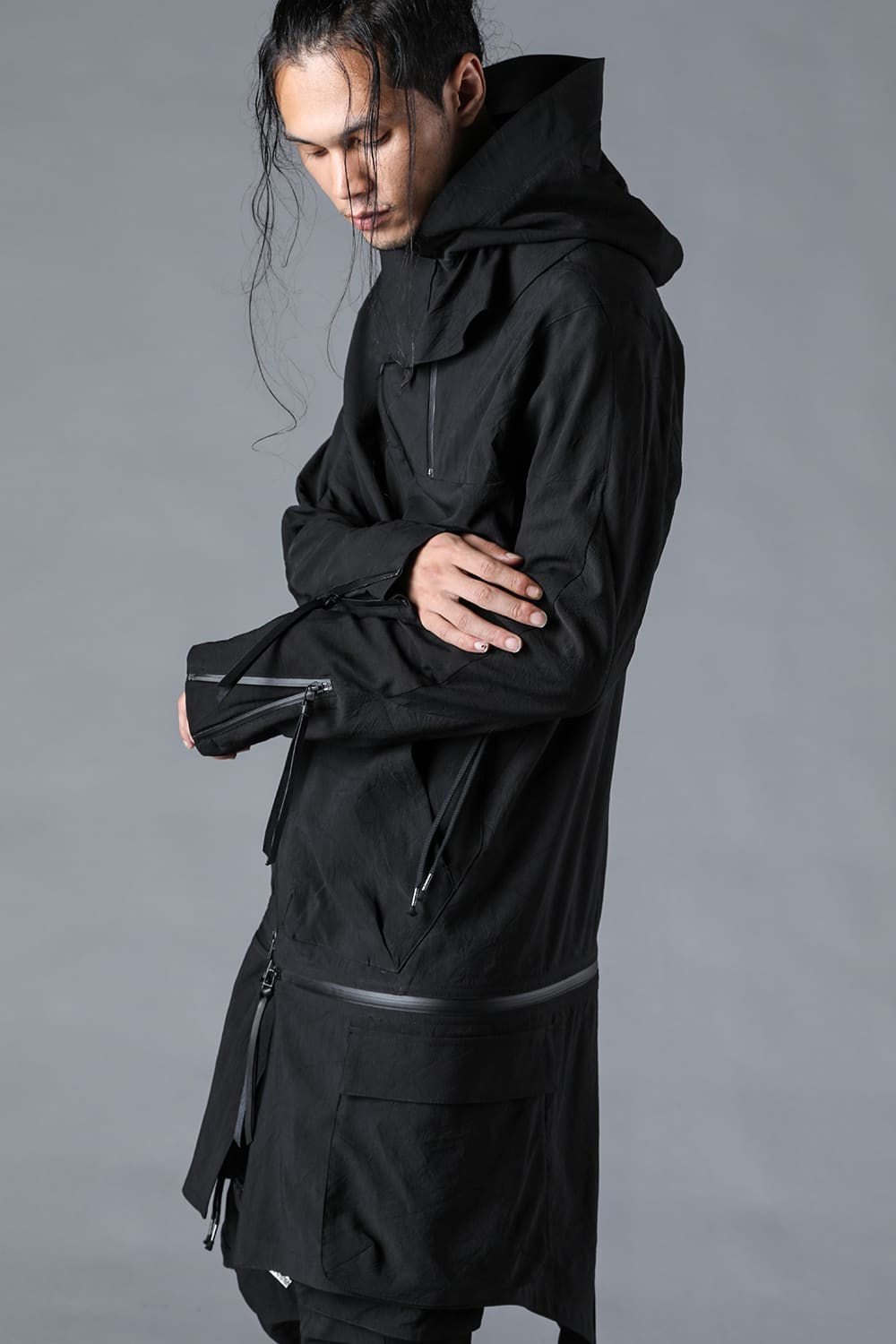 Salt-Shrunk Washed Dobby Border Military Coat