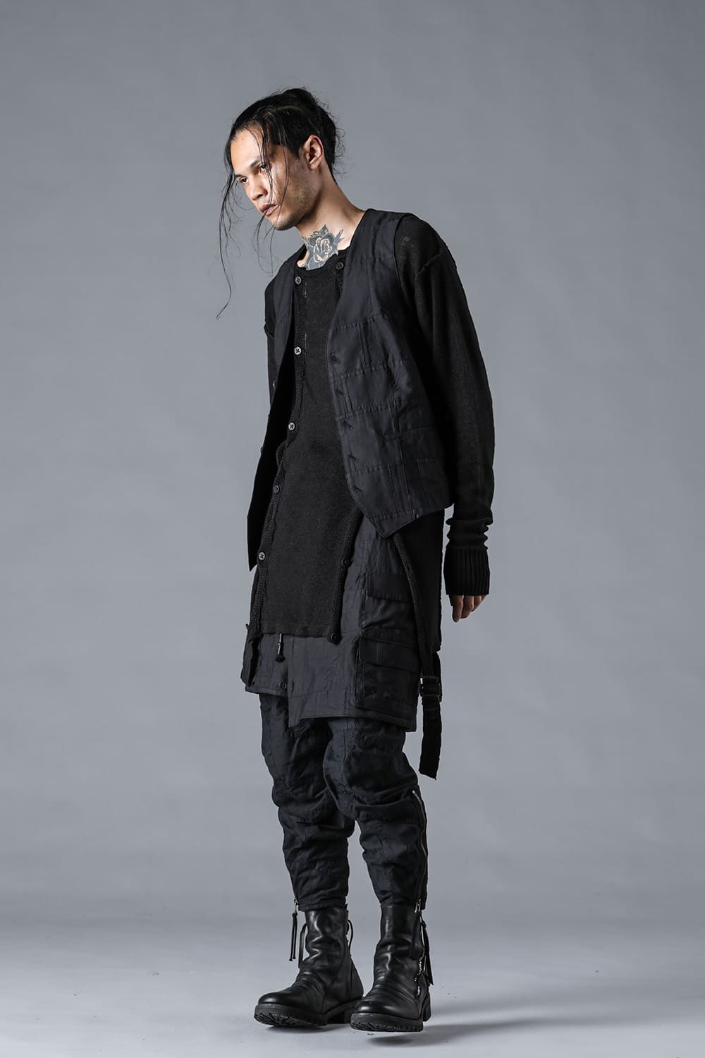 Patchwork Zip Adjustable Tapered Cropped Pants