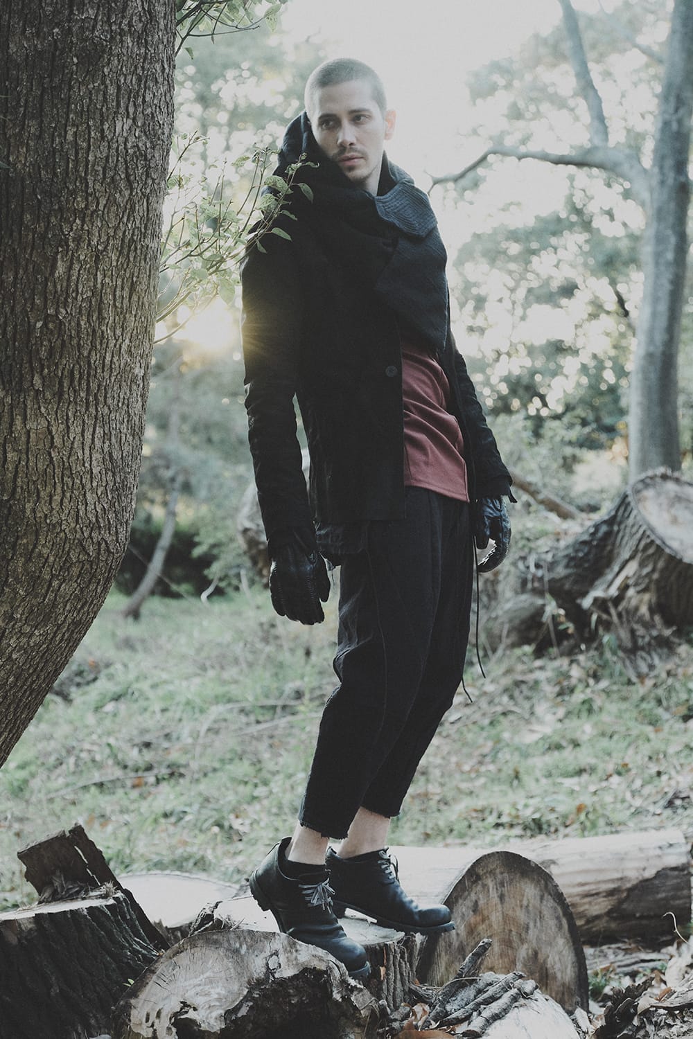 Heavy cotton jersey Drop crotch Cropped pants