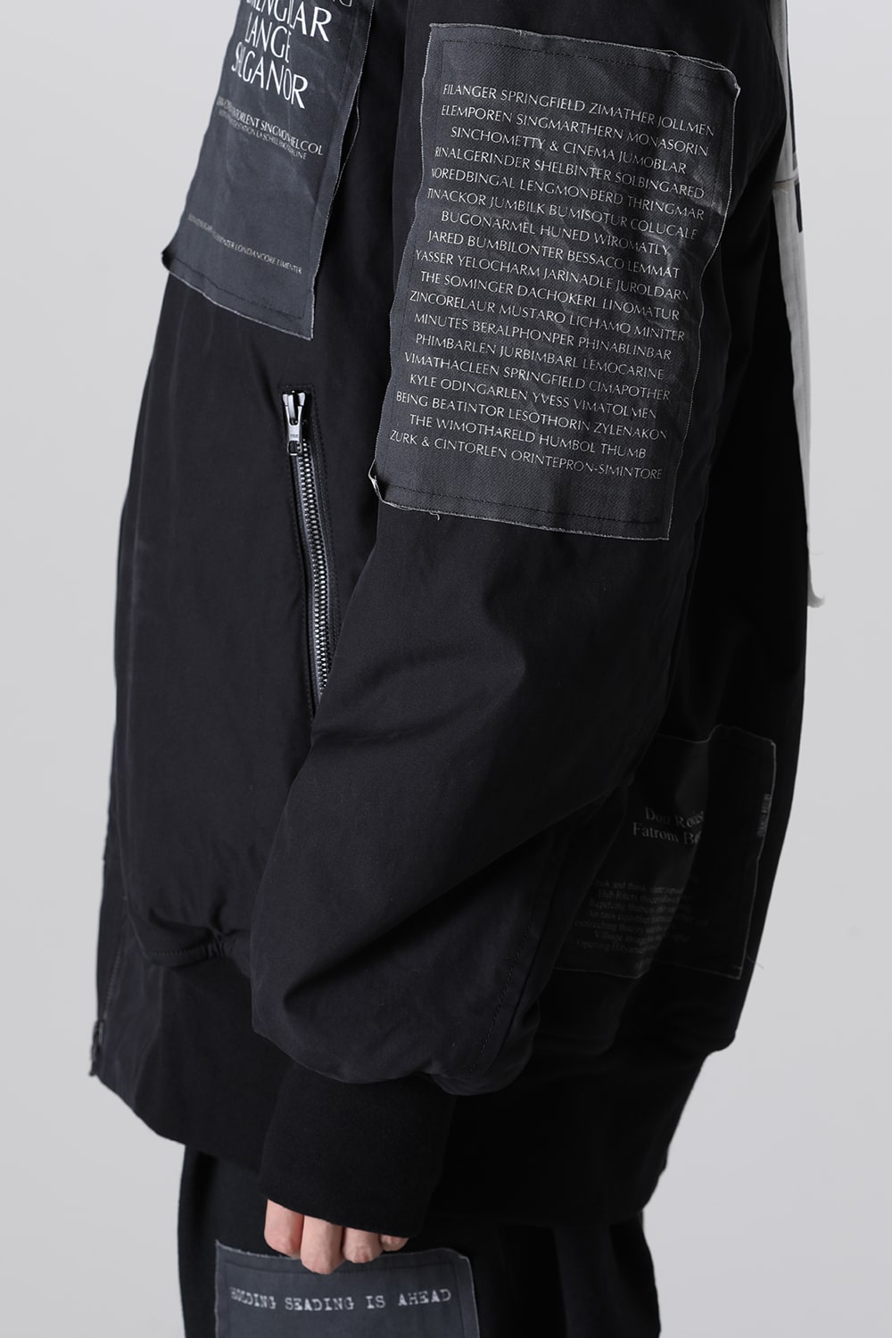 Oversized Bomber Jacket w/Printed Patches